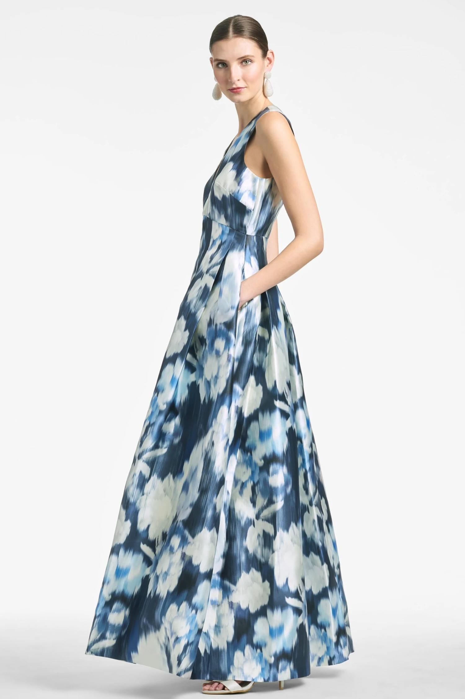Brooke Gown - Blue Ikat Floral - Image 2