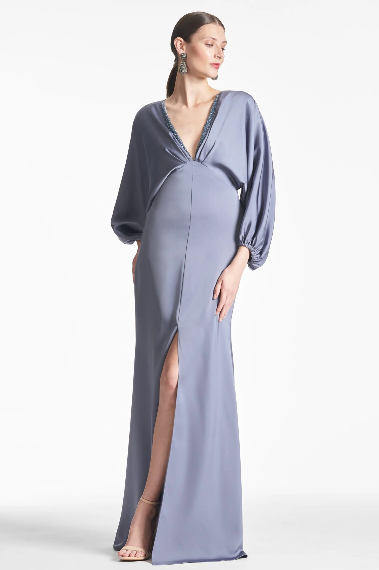 Satin Gabby Gown - Cool Grey - Image 2