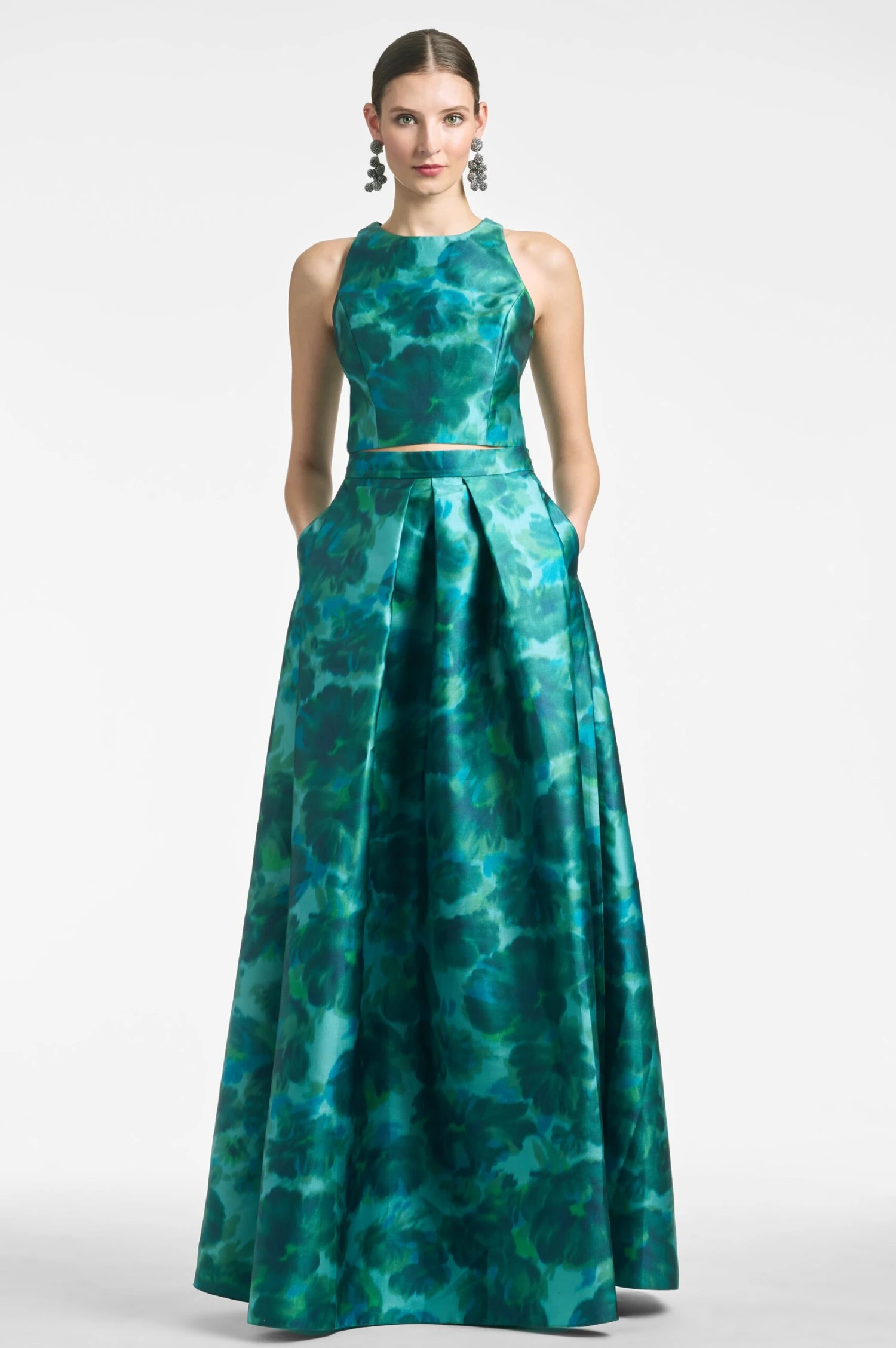 Ava Skirt - Emerald Watercolor Floral - Image 3
