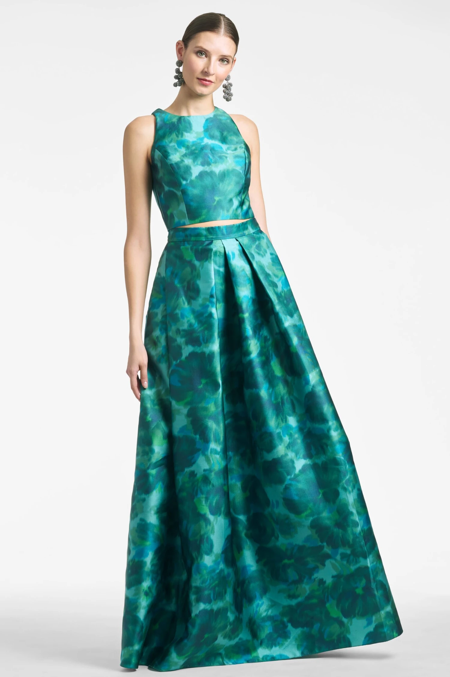 Ava Skirt - Emerald Watercolor Floral - Image 2