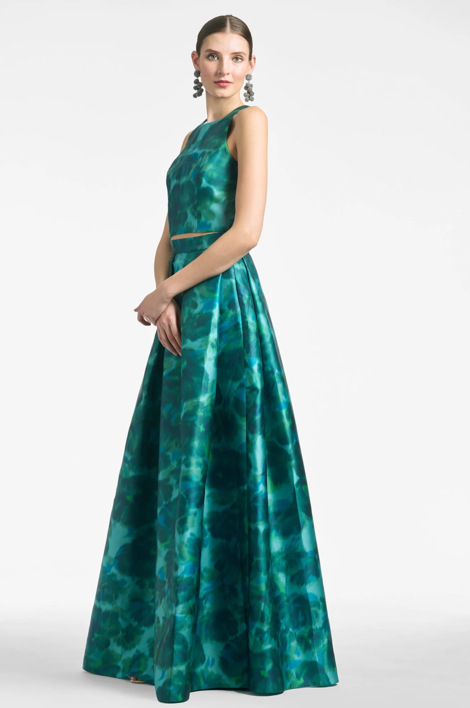 Ava Skirt - Emerald Watercolor Floral - Image 4
