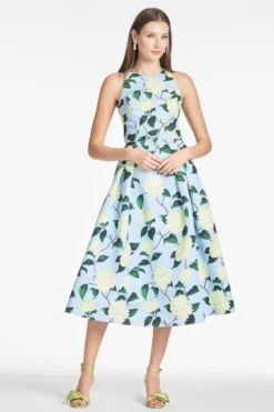 Lydia Skirt - Sky Citrine Peonies