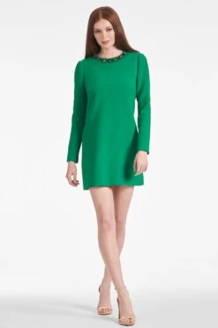 Embellished Lily Dress - Cadmium Green