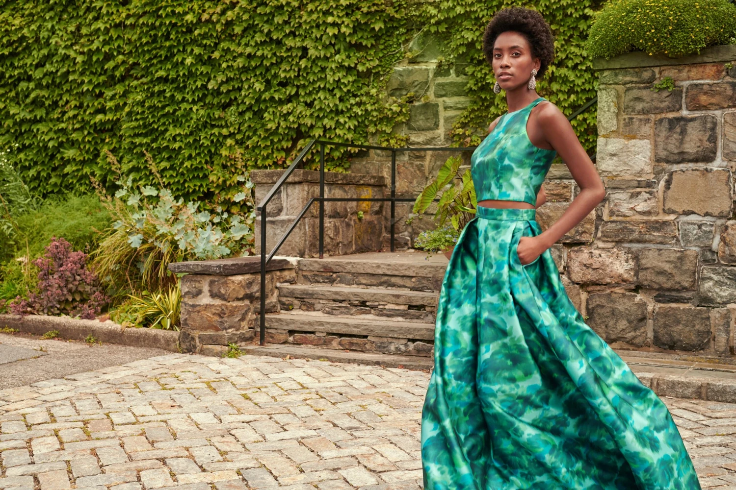 Ava Skirt - Emerald Watercolor Floral - Image 6